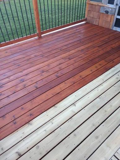 Freshly stained wood deck boards in Mountain Grove, MO